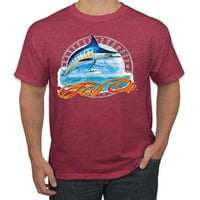 Riba na plavoj marlinu Muška grafička majica, Vintage Heather Crvena, 3xl