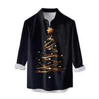 Muške kancelarijske košulje Božićno tiskovina Okrug dugih rukava Ležerna jesen zimska modna bluza odjeća