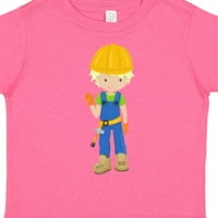 Inktastični građevinski radnik, plavuša kosa, simpatični momak, čekić poklon toddler dječja djevojka