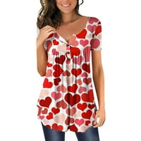 Smihono Ljeto Henley košulje Tunic Peplum za žene Slatki kratki rukav ženski vrhovi ljubavne srčane