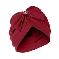 Jeseni kape za žene Bow-čvor muslimanski ruffle šešir omota turbane beanie kapa vina jedna veličina
