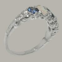 Britanci napravio 9k bijeli zlatni prirodni safir i Opal ženski zaručni prsten - veličine opcija - veličine