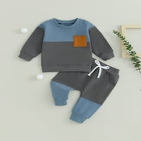 Inevenn Toddler Baby Boy Jesen Zimska odjeća Boja blok dugih rukava Duks pulover vrhovi joggers hlače