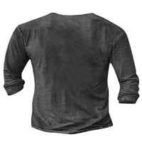 NIUER muški retro 3D digitalni tisak majica Muški modni pulover dugih rukava dugih rukava dolje Ležerne prilike T majice Tamno siva S