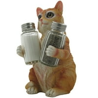 Sjedeći tabby kitty mačja i paprika Shaker sa ukrasnom figurom kao držač za prikaz za baru ili dekor