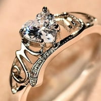 Weroomhouhouse Ženska prstena Ljubav Srčanin Kubni cirkonijski oblik srčanog oblika prsten nakit za