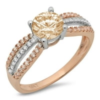 1.27ct okrugli rez smeđi prirodni morgatit 18k bijeli ružin zlato ugraviranje Izjava bridalne godišnjice Angažman vjenčani prsten veličine 5,75