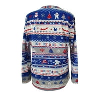 Božićne majice za žene Dressy Ležerne bluze s dugim rukavima Xmas šešir Vinski staklo Grafički pulover