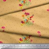 Tkanina Soimoi Rayon, lišće i periwinkle cvjetno otisnuto zanatsko tkanina od dvorišta široko