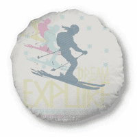 Šareno skijanje Zimska sportska ilustracija okrugli bacanje jastuk za uređenje doma