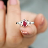 Prirodni rubinski pasijans prsten sa keltskim čvorom, srebrnim srebrom, SAD 6,50
