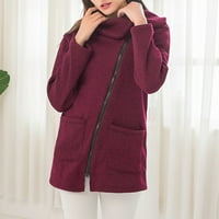 Ženska jakna kaputa za jesen kaput zimski kašmir bočni patentni zatvarač dvostruko jakna s dukserom