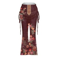 Široke pantalone za noge za žene Ležerne prilike cvjetni gradijent Ispis Mid Stvari joga zvona donje