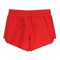 Atletski kratke hlače za žene izvezene sa džepovima s džepovima Kratke hlače Vežba visoki struk visokog porasta elastičnog struka Ležerne prilike ljetne atletičke modne čvrste elastike za povremeni izlet Rad Crveni XL