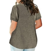 RRHSS ženske plus veličine V izrez kratki rukav Henley TEE majica Ljetni labavi povremeni tunički vrhovi