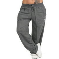 Avamo Žene Srednji struk Stretch Lounge Hlače Leasure Laove Solid Color Pantalone sa džepovima Dame Gumb Sport Yoga Hlače
