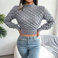 Zzwxwb džemperi za žene Žene moderan povremeni šareni dugi rukav s ramenim pletenim džemper-džemper
