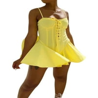 Jedno otvaranje Žene Ljeto Mini A-line haljina od pune boje nisko rezane haljine bez rukava s rukavima