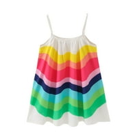 TODDLER Baby Girl Ljeto Boho Rainbow Stripe Spaghetti Kaiše na plaži Sun Haljina 12-mjeseci