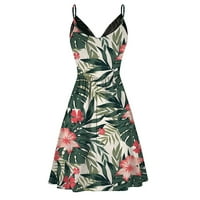 Jamicy Beach haljine za žene Žene Ljeto V izrez Haljina špageta remen bez rukava Ležerne prilike bez