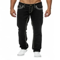 Merqwadd Muški obični fit udobni flek struk Jean Leisure Style Longe Traperice Slim Denim pantalone