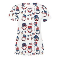 Bluze sksloeg za žene Elegantna američka zastava tiskane majice kratkih rukava Dressy Patriotski bluze