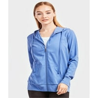 Sofra Ženska Zip up houde meka pamučna jakna Sportska odjeća, nebo plava, veličina: srednja