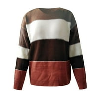 Vuče ženske pulover džempere okrugli vrat prugasti tanko ugradbene pletene ploče
