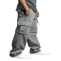 Man Casual Hlače Čvrsto boje labav džepni džepni dizajn elastične struke duge pantalone