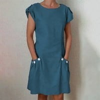 Haljine za žene Ljetna casual haljina Čvrsti okrugli dekolte Kratki rukav Shift haljina kratke labave