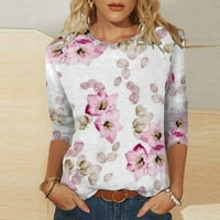 Scyoekwg majice za rukav za žene Clearence casual crewneck sredina rukava majica ljetni cvjetni ispis