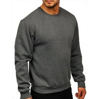 Muški džemper sa čvrstim modnim okruglim vratom dugih rukava pleteni top tamno sivi xl