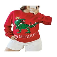 Peyakidsaa žene s dugim rukavima božićni džemperi Dinosaur pletiva od pulover skakača