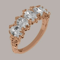Britanci napravio 10k ružičasto zlatni kubični cirkonijski ženski vječni prsten - Opcije veličine - veličina 7.5