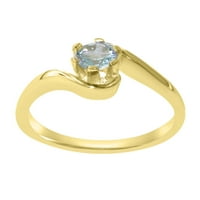 Britanci napravio je 10k žuti zlatni prsten od prirodnih akvamarinskih žena - Opcije veličine - Veličina