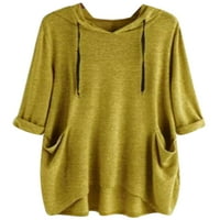 Beiwei Žene Tee Solid Color Majica Pocket majica Prozračna tunika Bluza Radni pulover Casual Tops Royal