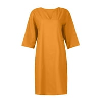 Ženske oblače za lakiranje A-line srednje duljine modne, pune ručne V-izrezske haljine narandže xl