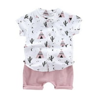 Lovskoo Toddler Boys Girls Ljeto odijelo Dojenčiji Baby Majica Tors Hotsas Odjeća set ružičasta