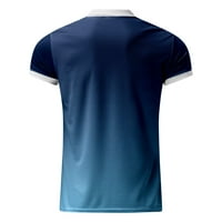 Puawkoer mužjak ljetni casual gradijentni zatvarač zatvarač Okrenite bluzu za ovratnik kratki rukav majica muške modne 2xl plave boje
