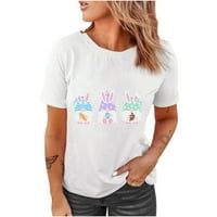 Uskršnji simpatični ženski vrhovi Ljetni posavi za košulje zec tiska ties kratki rukav majica bluza