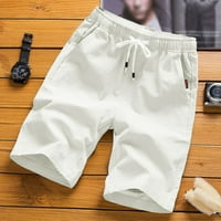 Wendunide Teretne hlače za muškarce Ljetne pamučne posteljine Sportske hlače Ravne noge Labavi kratke