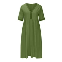 Ljetne haljine za žene kratki rukav čipka V-izrez struk Swing haljina s kratkim rukavima V-izrez Srednja-telesna