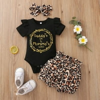 Binmer Toddler Kids Girl Ljeto Majčin dan Letter Leopard tiskani outfit set za glavu