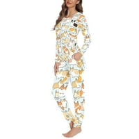 Pzuqiu Softnes ženska spavaća odjeća pidžama set veličina L PJS Crew vrat noćna odjeća, životinjski