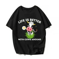 Život je bolji s kravama oko majice Žene stoke Calf Graphics casual majice kratkih rukava Ljetne vrhove