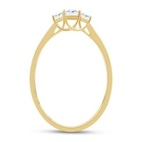 Bijeli prirodni dijamant tri kamena zaručnički prsten u 14K žutom zlatnom prstenu veličine: 12.5