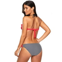 Seksi kupaćim kostima Žene Vintage Halter Ruffled Bikini grudnjak sa tiskanim kratkim hlačama Podesivi