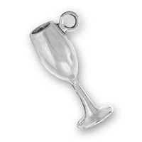 Sterling Silver 20 BO lanac 3D stakleni šampanjac Glass Globlet Privjesak ogrlica