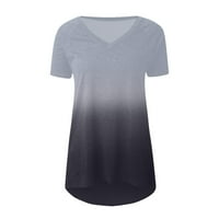 Buigttklop Ženski vrhovi, ženska gradijentska ispisana bluza V-izrez kratki rukav labav majice
