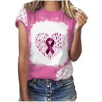 Ljetni vrhovi za žene svijest o raku dojke podržavaju modnu kauzalnu okrugla vrata za bluzu za zatvaranje kratkih rukava majica ljetnih vrhova pulover do 65% popusta